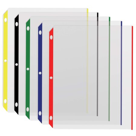 BETTER OFFICE PRODUCTS Sheet Protectors, Color Coded Edge, 8.5in. x 11in. 5 Assorted Colors, 100PK 81910